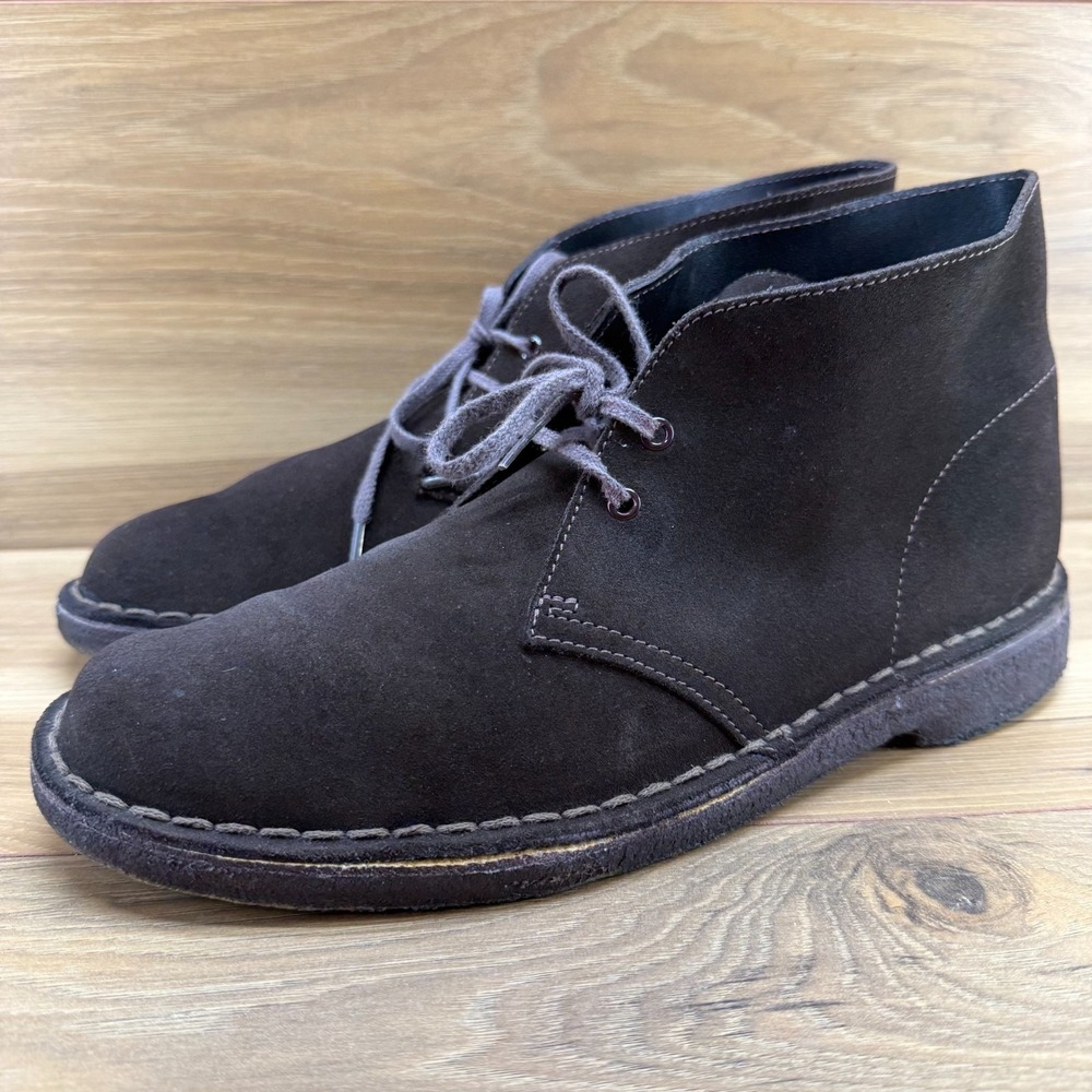 Clarks Originals Chukka Boot Mens 8.5 Dark Brown Suede Desert Minimalist Modern